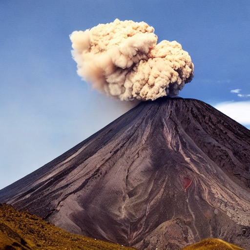 A photo of a volcano erupting